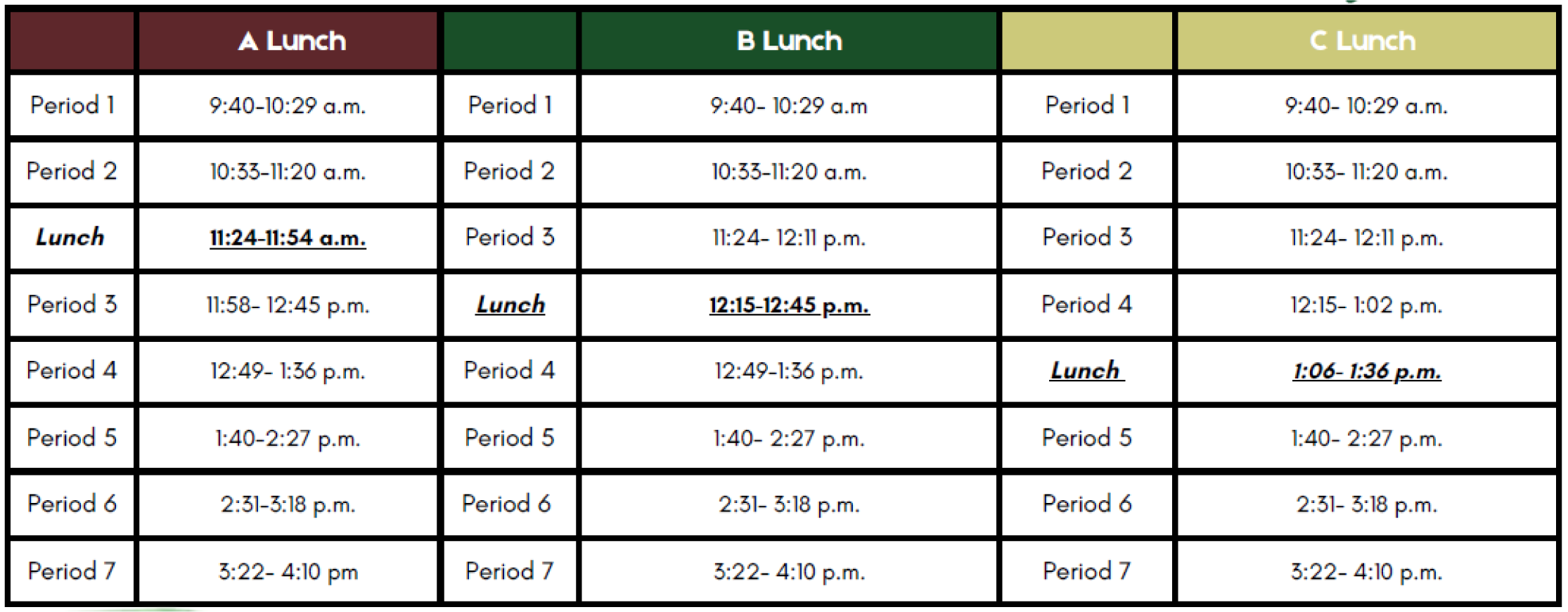 JHMS Bell Schedule 25-26SY